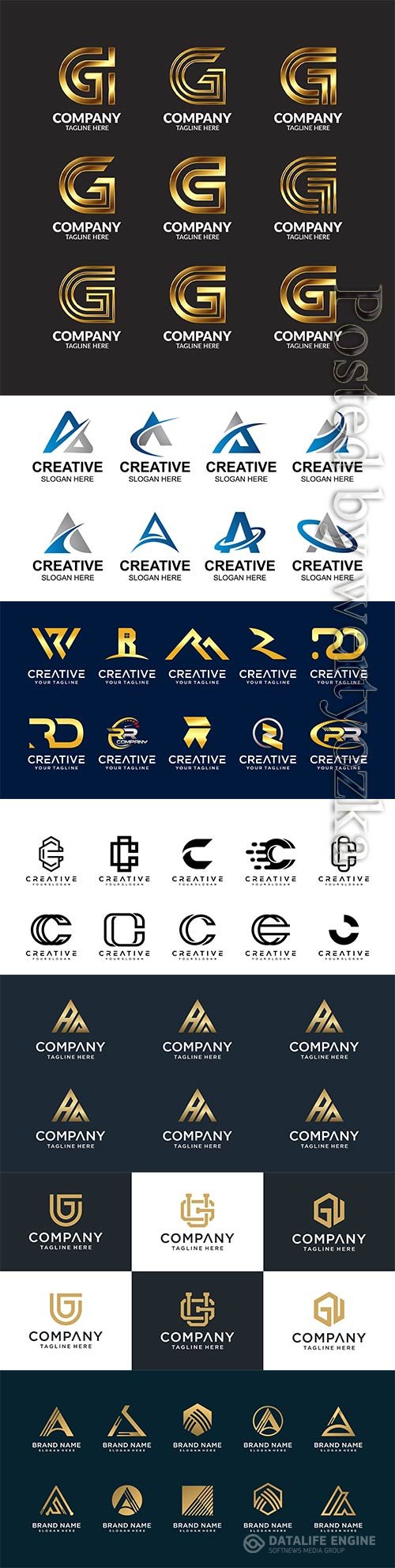 Set of creative abstract monogram letter vector logo template