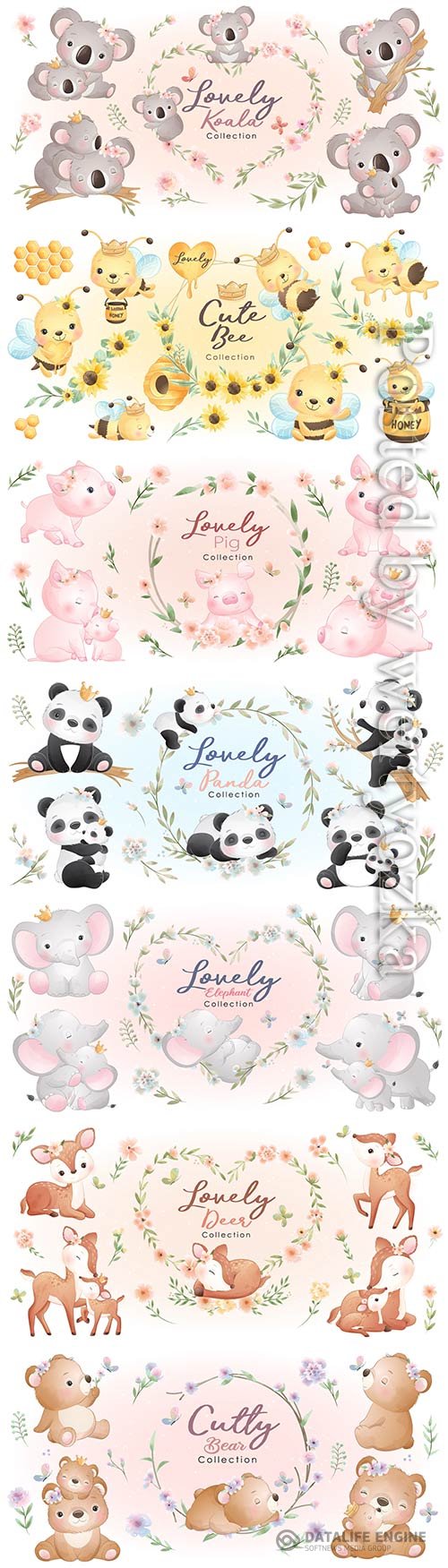 Funny cartoon animals in vector