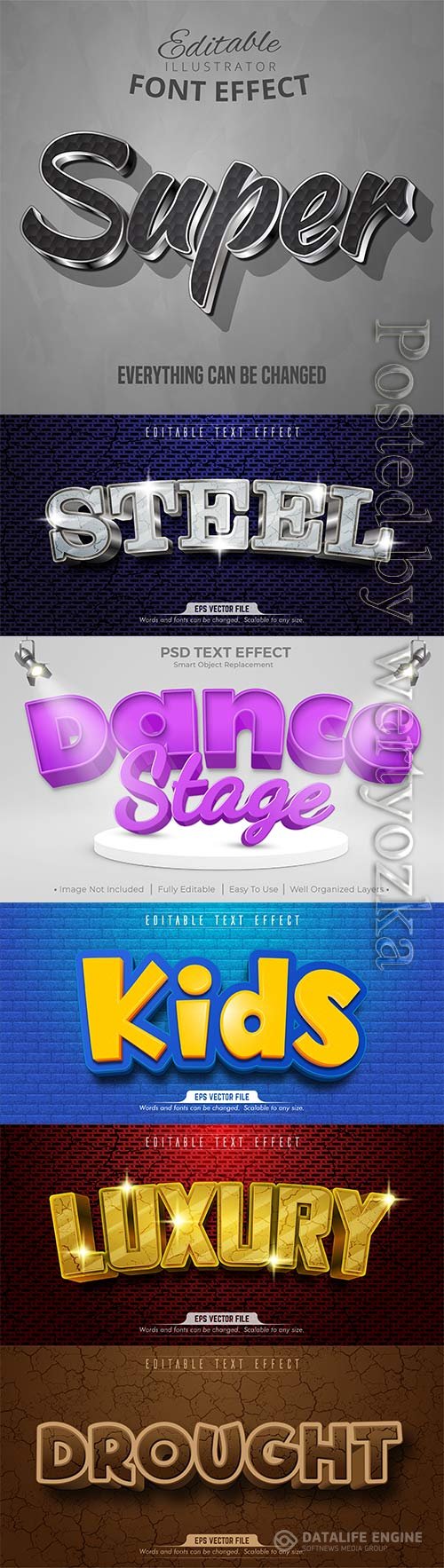 3d editable text style effect vector vol 337
