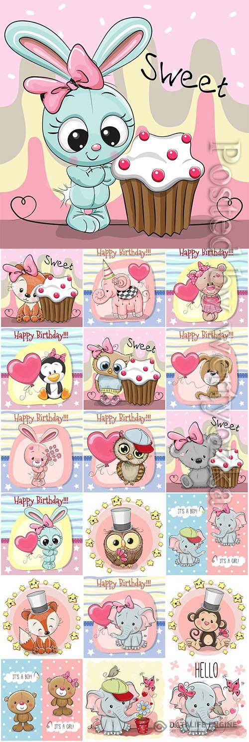 Cartoon funny animals in vector