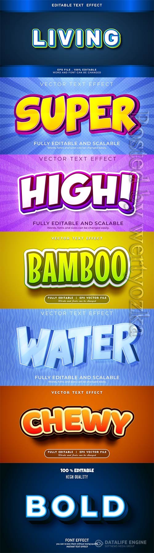 3d editable text style effect vector vol 664