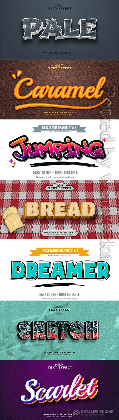 3d editable text style effect vector vol 652