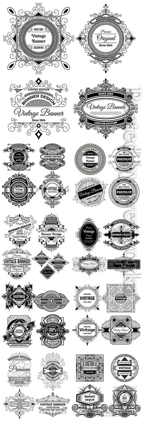 Retro labels on white background in vector