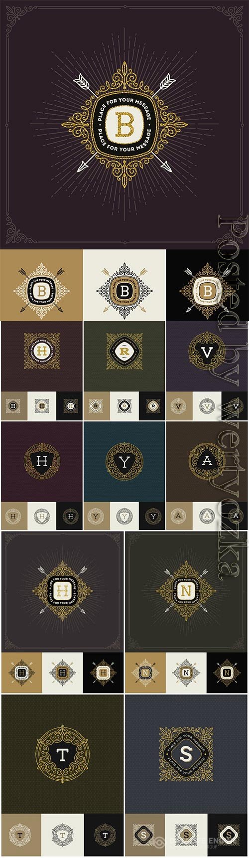 Vintage monograms set in vector