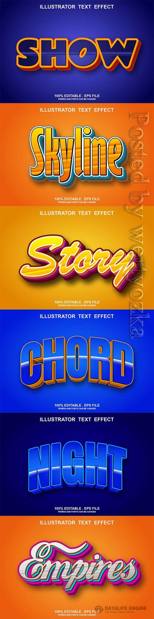 3d editable text style effect vector vol 803