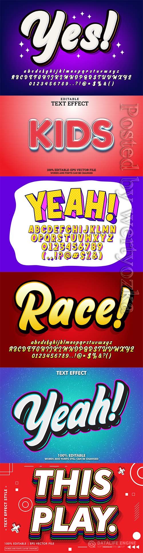 3d editable text style effect vector vol 799