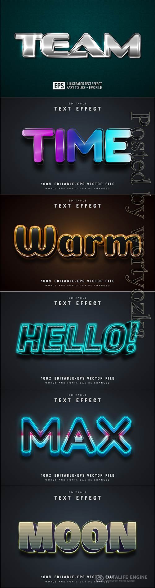 3d editable text style effect vector vol 789