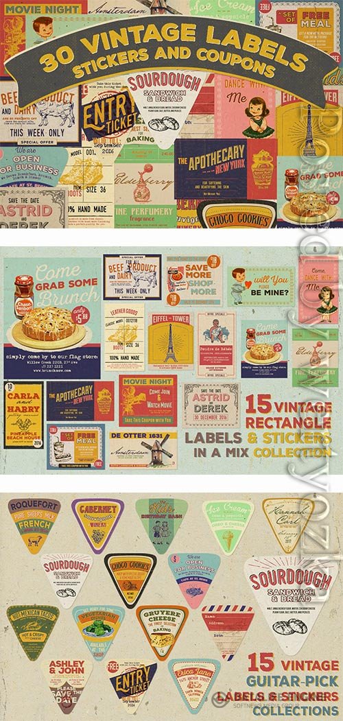 30 Vintage Labels, Stickers, and Coupons Feature