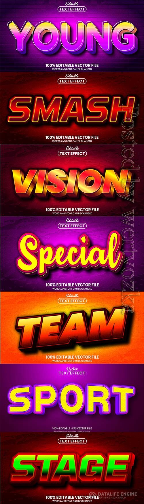 3d editable text style effect vector vol 849