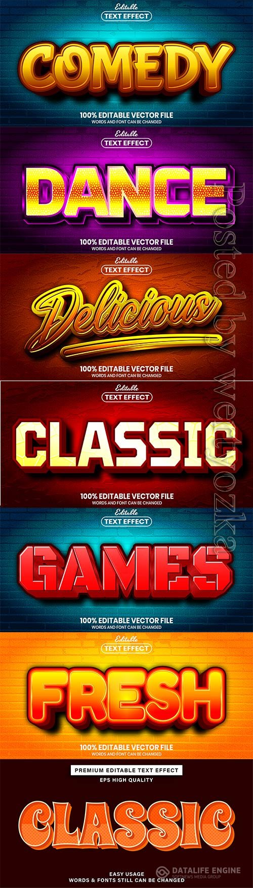 3d editable text style effect vector vol 846