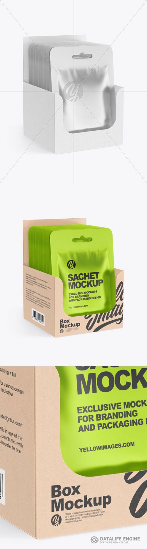 Metallic Sachets w Kraft Box Mockup 86611