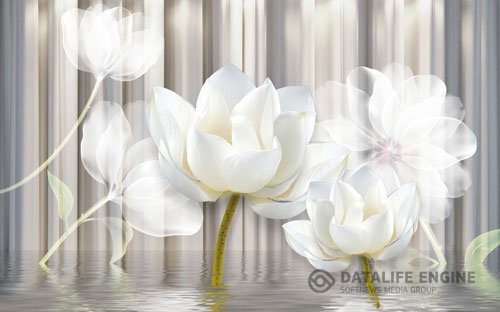 White phantom lotus embossed background wall
