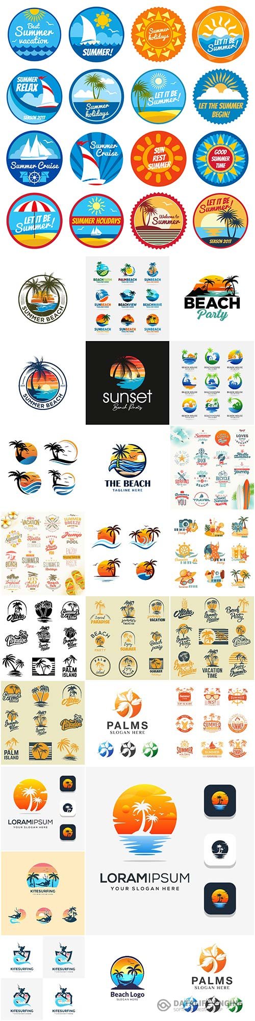 Collection of beach logo vector design