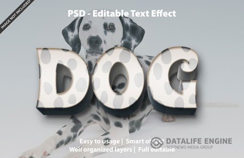 Editable text effect dog premium Premium Psd
