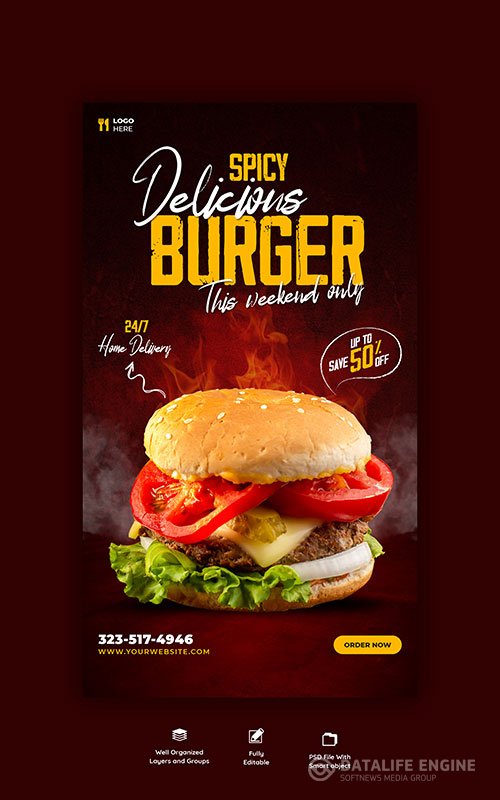 Burger and food menu psd template