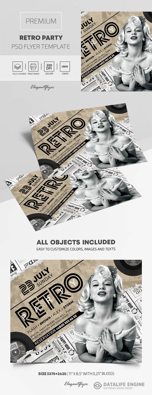 Retro Party Premium PSD Flyer Template