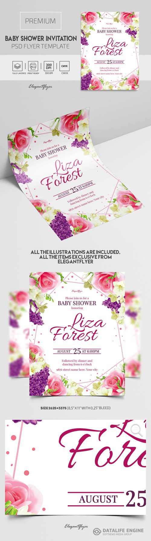 Baby Shower Invitation Premium PSD Invitation Template