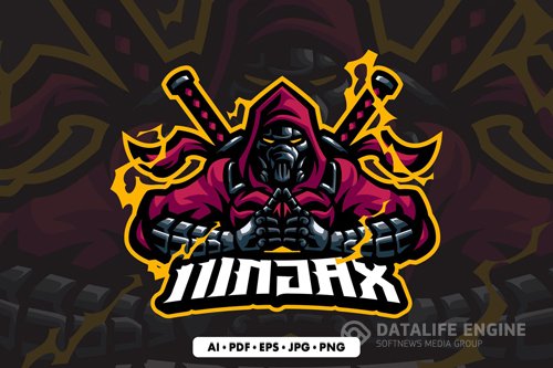 Robot Ninja Mascot logo