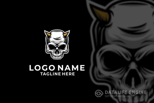 Devil Skull Logo Design Vector