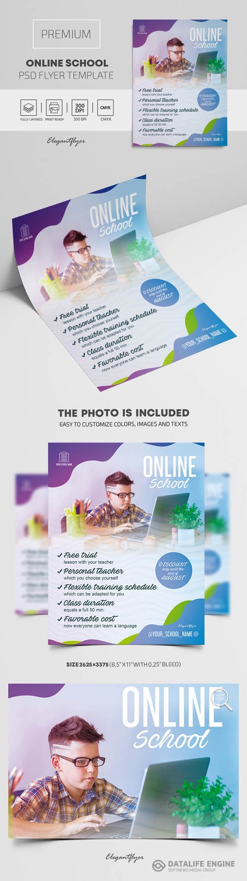 Online School Premium PSD Flyer Template