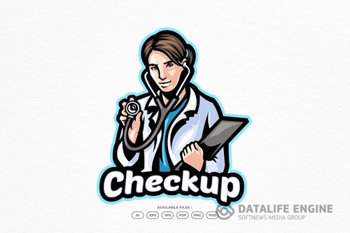 Doctor logo, medical nurse examining the health of patients design template