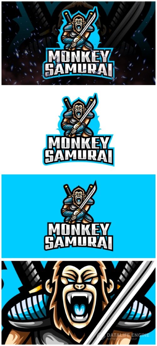 Monkey Samurai E-Sport and Sport Logo Template