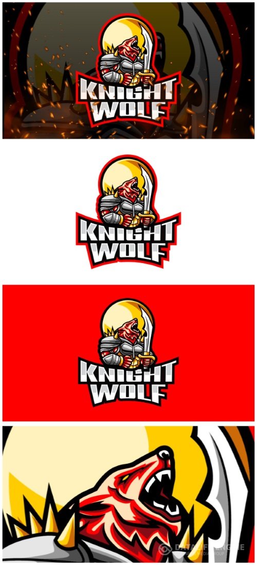 Knight Wolf E-Sport and Sport Logo Template