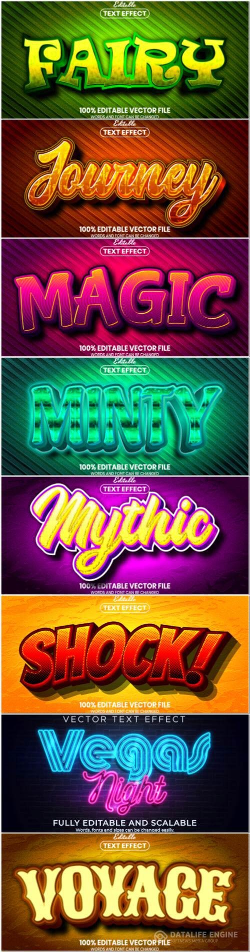 Set 3d editable text style effect vector vol 94