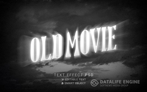 Text effect end old movie psd design