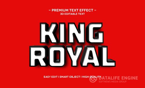 King royal 3d text effect template Premium Psd