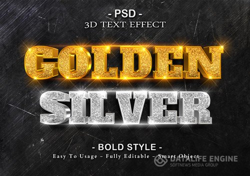 3d golden and silvet sparkle effect Premium Psd