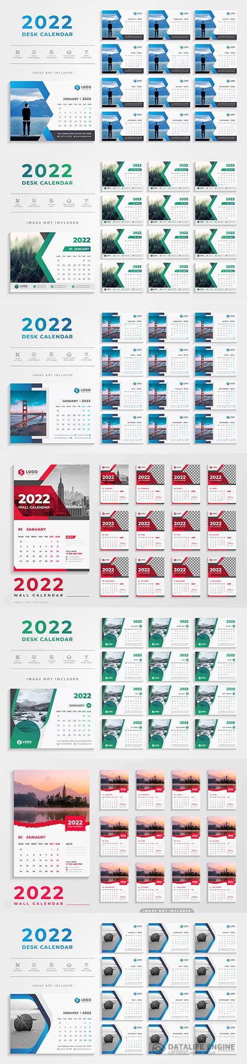 2022 desk calendar template premium vector