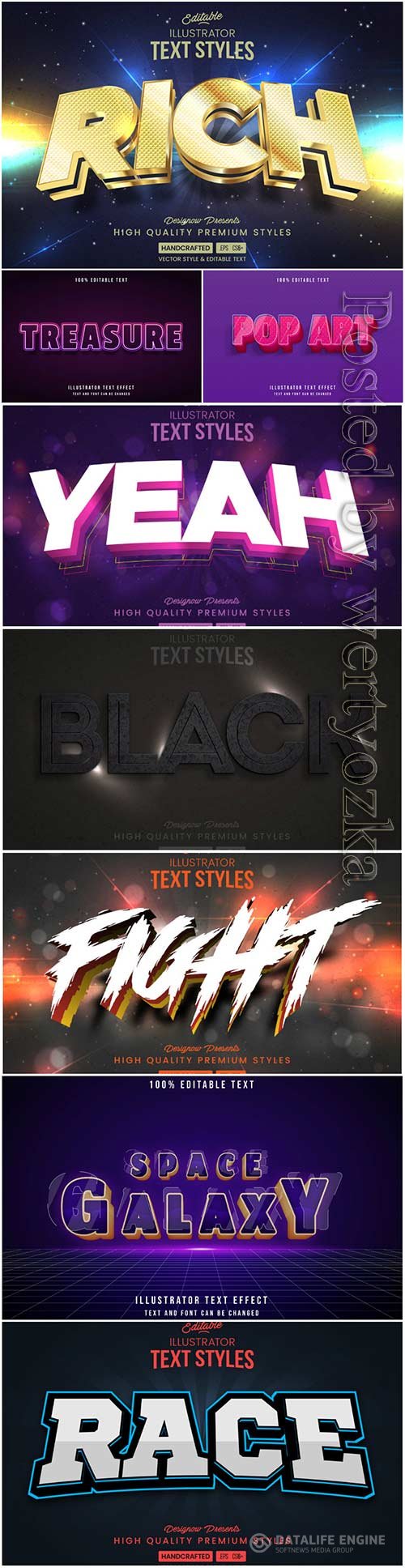 Vector text effect in style 3d