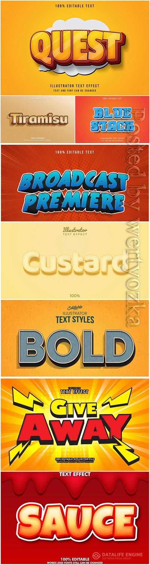 Vector text effect in style 3d