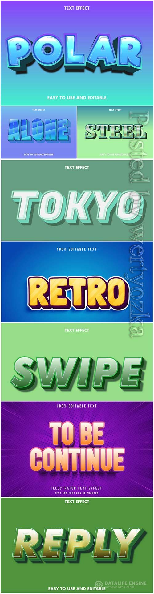 Vector text effect in style 3d
