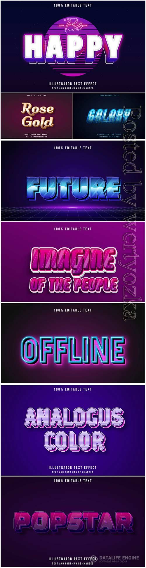 Vector text effect in style 3d