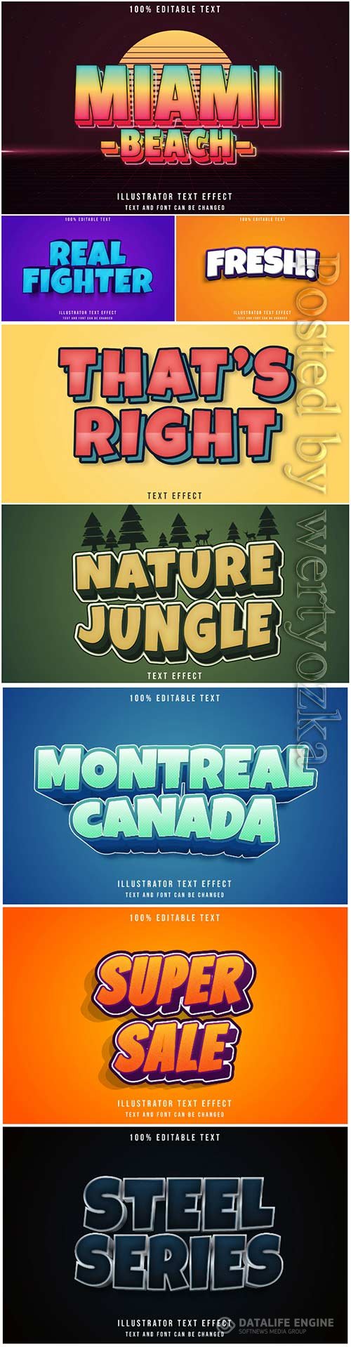 Vector text effect in style 3d