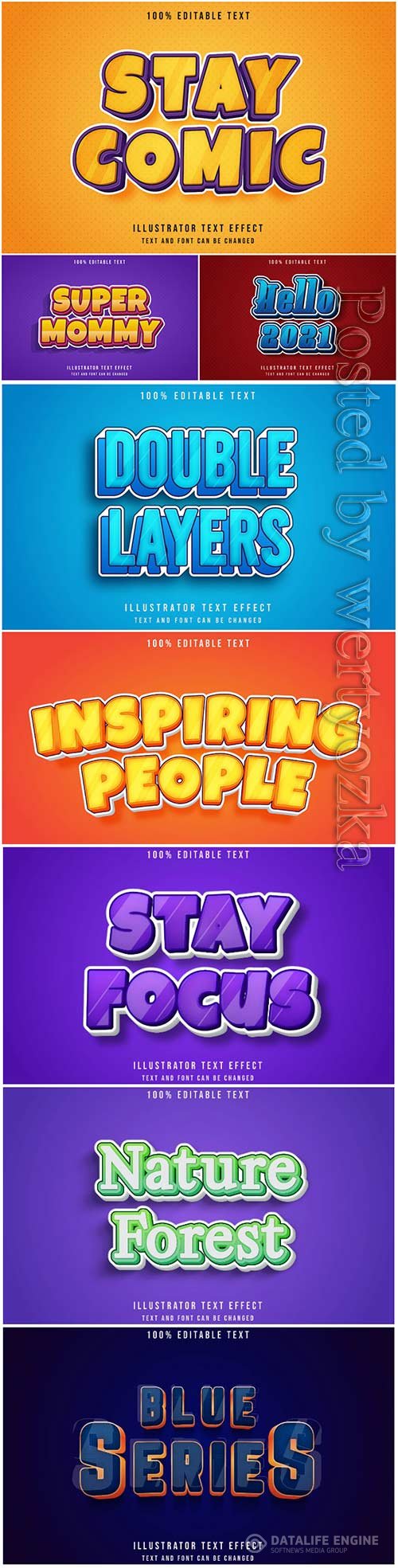 Vector text effect in style 3d