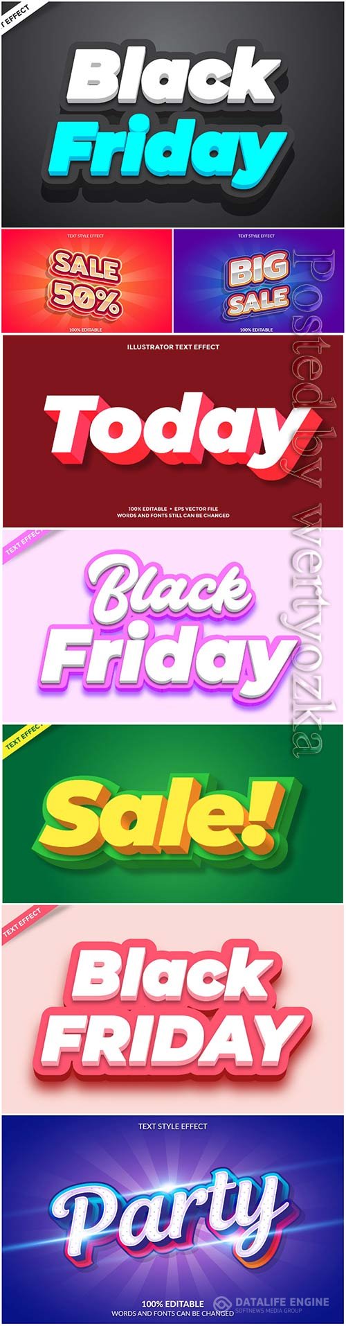Vector text effect in style 3d