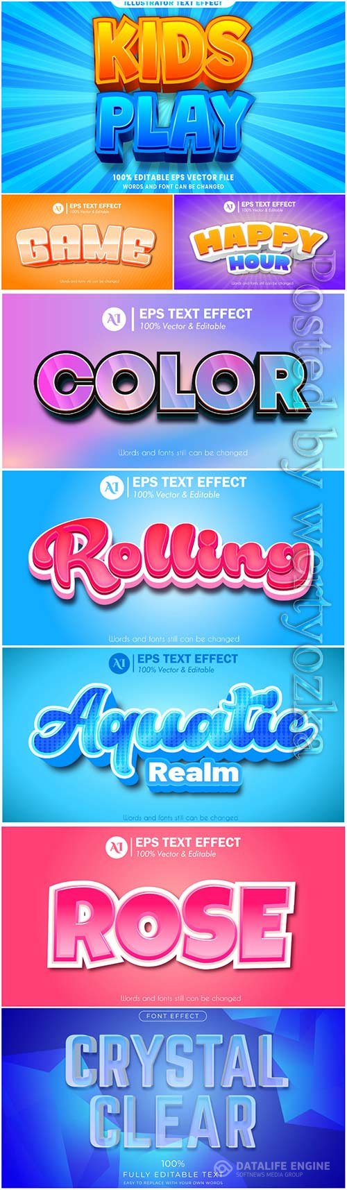 Vector text effect in style 3d