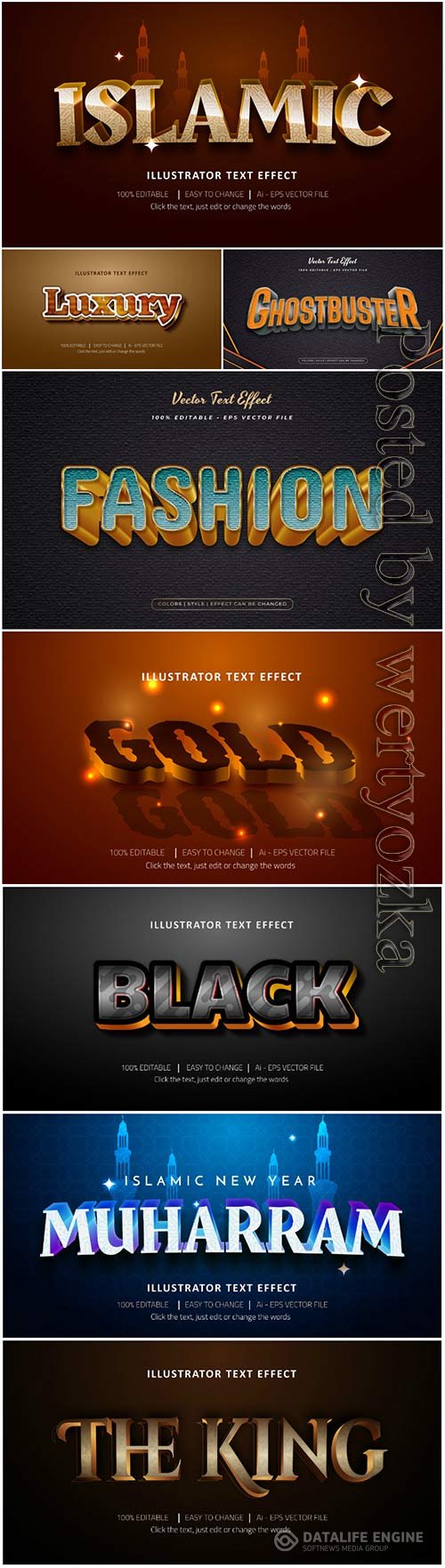 Vector text effect in style 3d