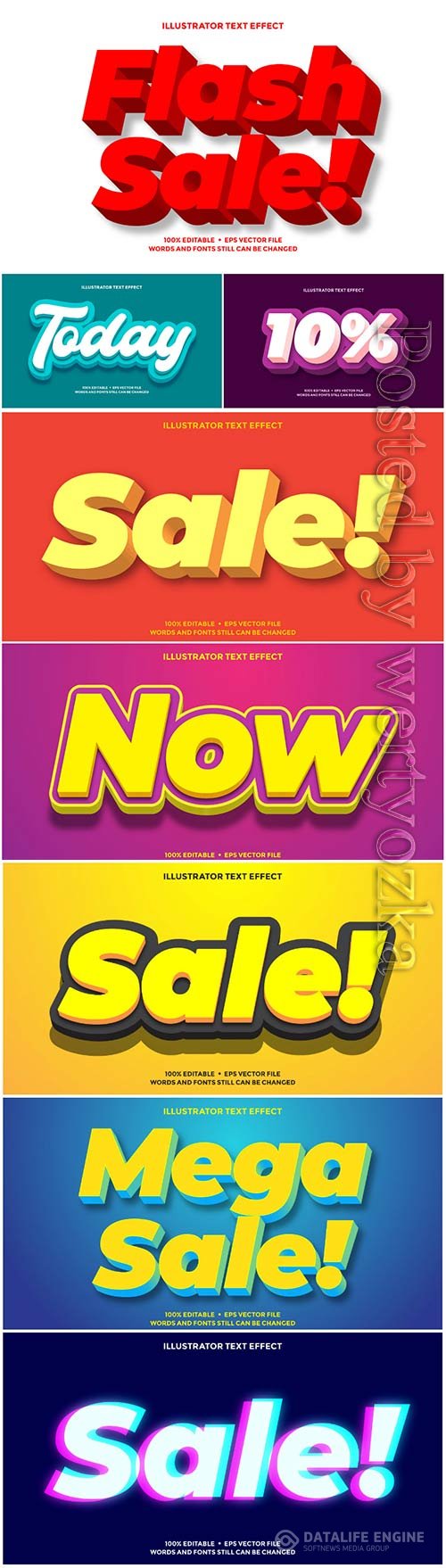 Vector text effect in style 3d