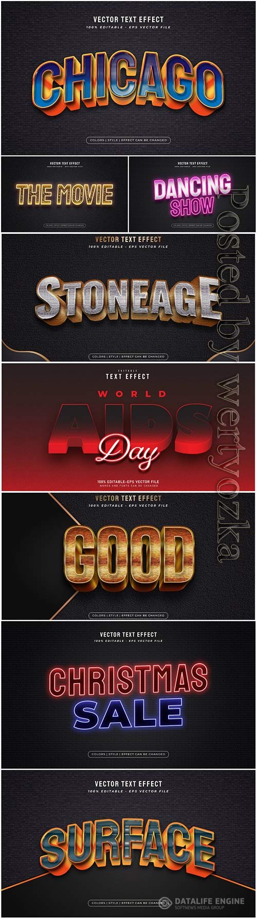Vector text effect in style 3d