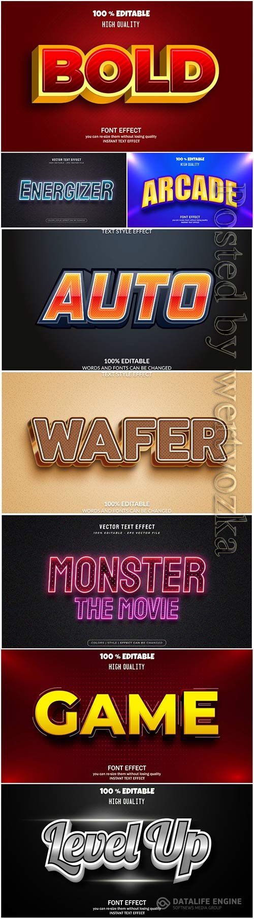 Vector text effect in style 3d