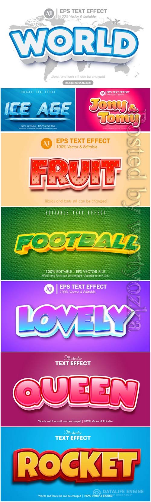 Vector text effect in style 3d