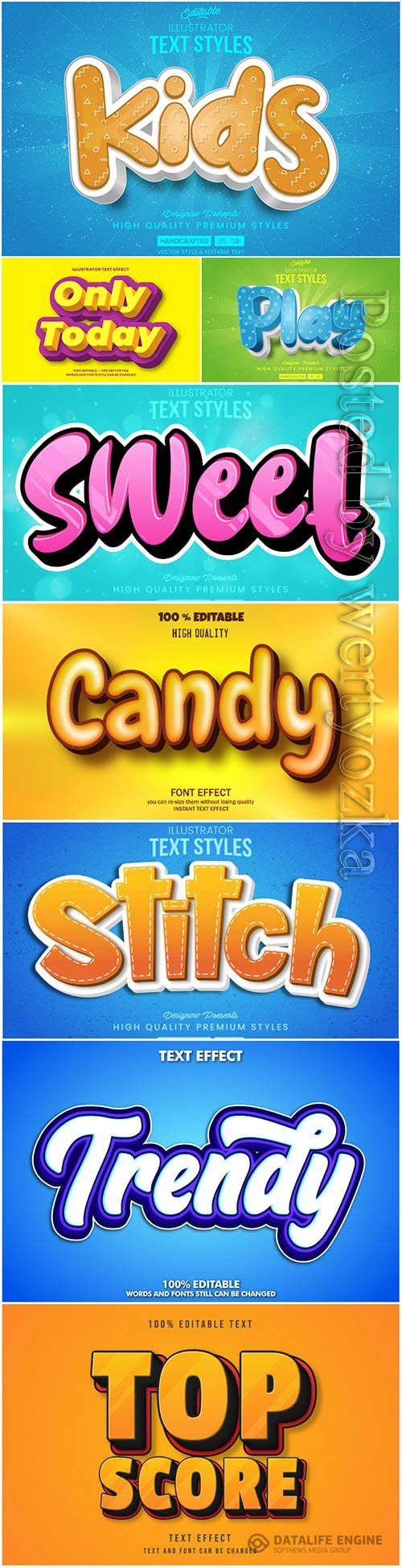 Vector text effect in style 3d