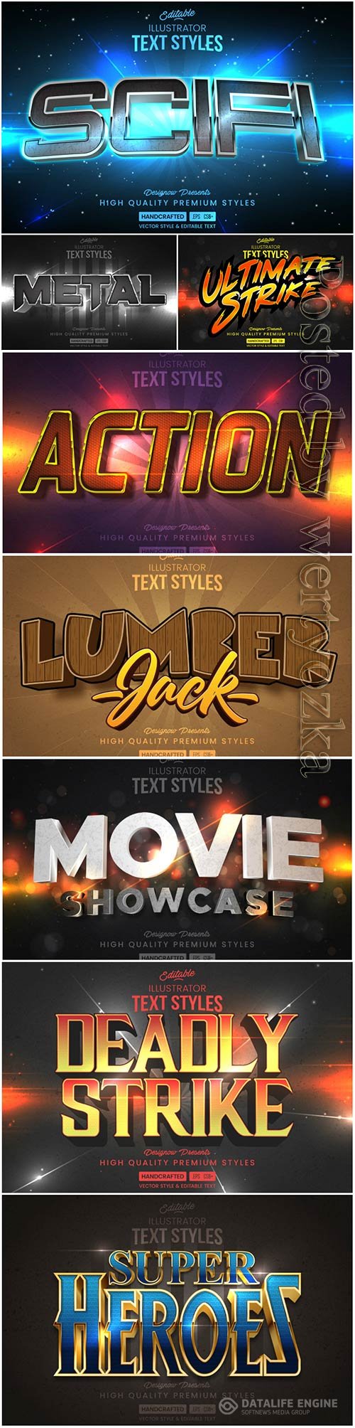 Vector text effect in style 3d