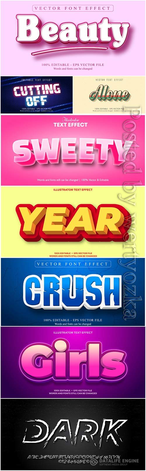 Vector text effect in style 3d