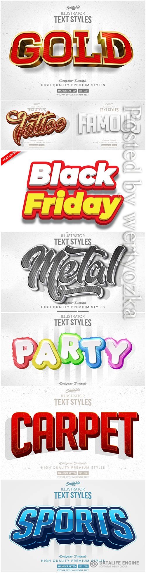 Vector text effect in style 3d