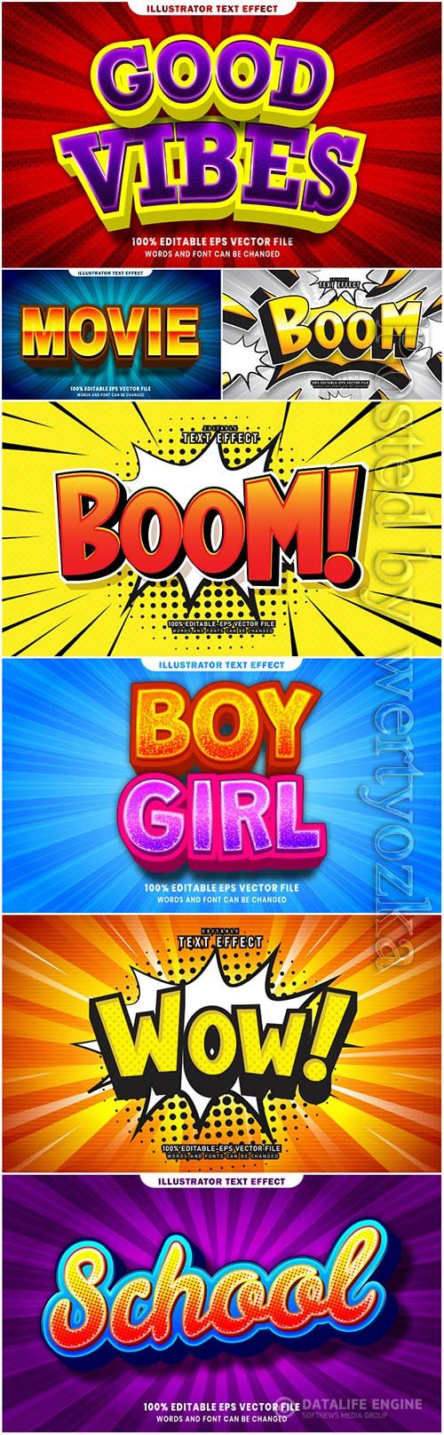 Vector text effect in style 3d